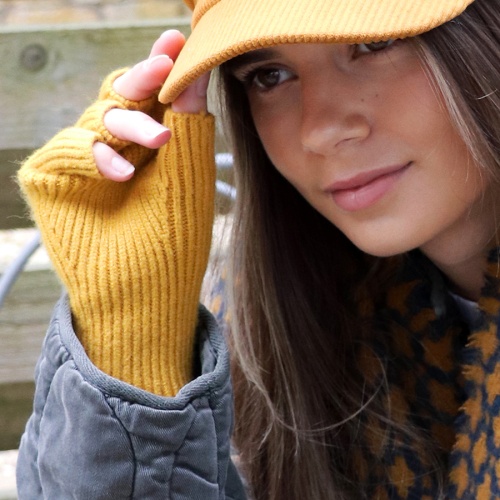 Mustard Long Wrist Fingerless Gloves by Peace of Mind